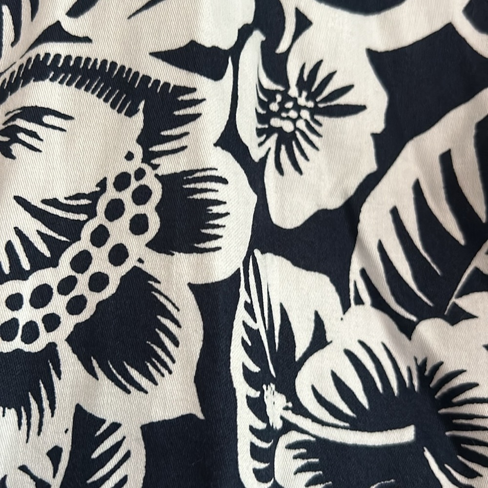 Chaps Womens No Iron Blue White Print Long Sleeve Cotton Blouse Large Floral - Picture 3 of 7